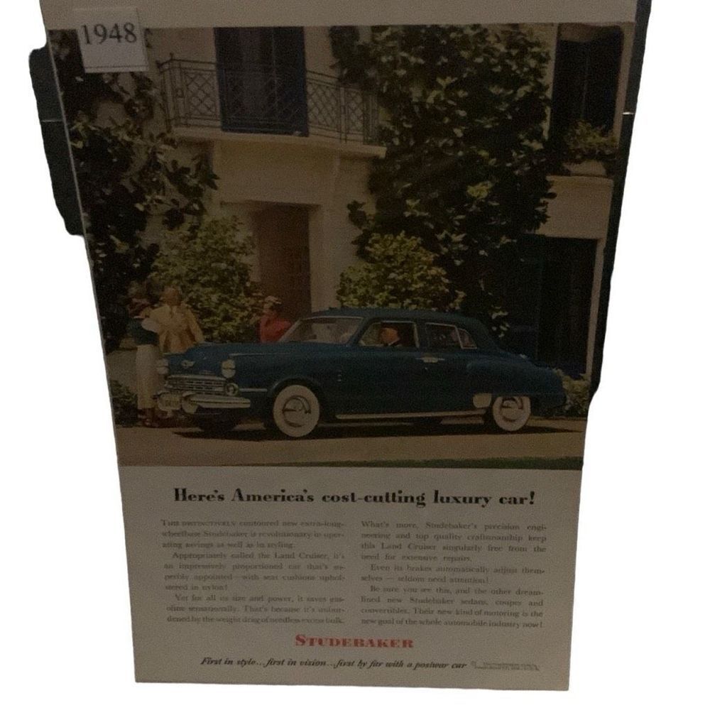 Vintage 1948 Studebaker America’s Cost Cutting Luxury Car Ad Advertisement